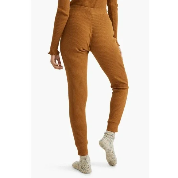 Madewell Ribbed Knit Slim Pajama Pants Golden Yellow - Picture 2 of 9